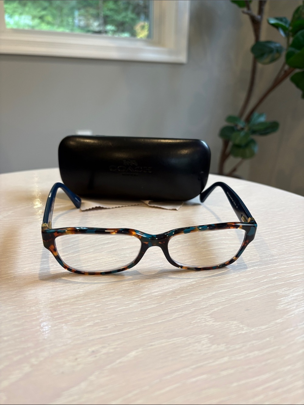 Coach Blue and Brown Tortoiseshell Rectangular Glasses